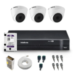 Kit 3 câmeras Dome 720p VHD 1120 D + DVR Gravador de Vídeo MHDX 1104-C com 4 canais + HD 1TB Purple + Acessórios