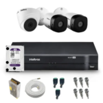 Kit 2 câmeras Bullet VHD 1130 B e 1 Câmera Dome 720p VHD 1120 D + DVR Gravador de Vídeo MHDX 1104-C com 4 canais + HD 1TB Purple + Acessórios